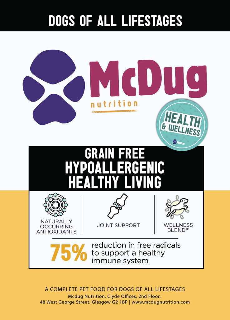McDug Health & Wellness Hypoallergenic Healthy Living — grain-free salmon dog food with Wellness Blend