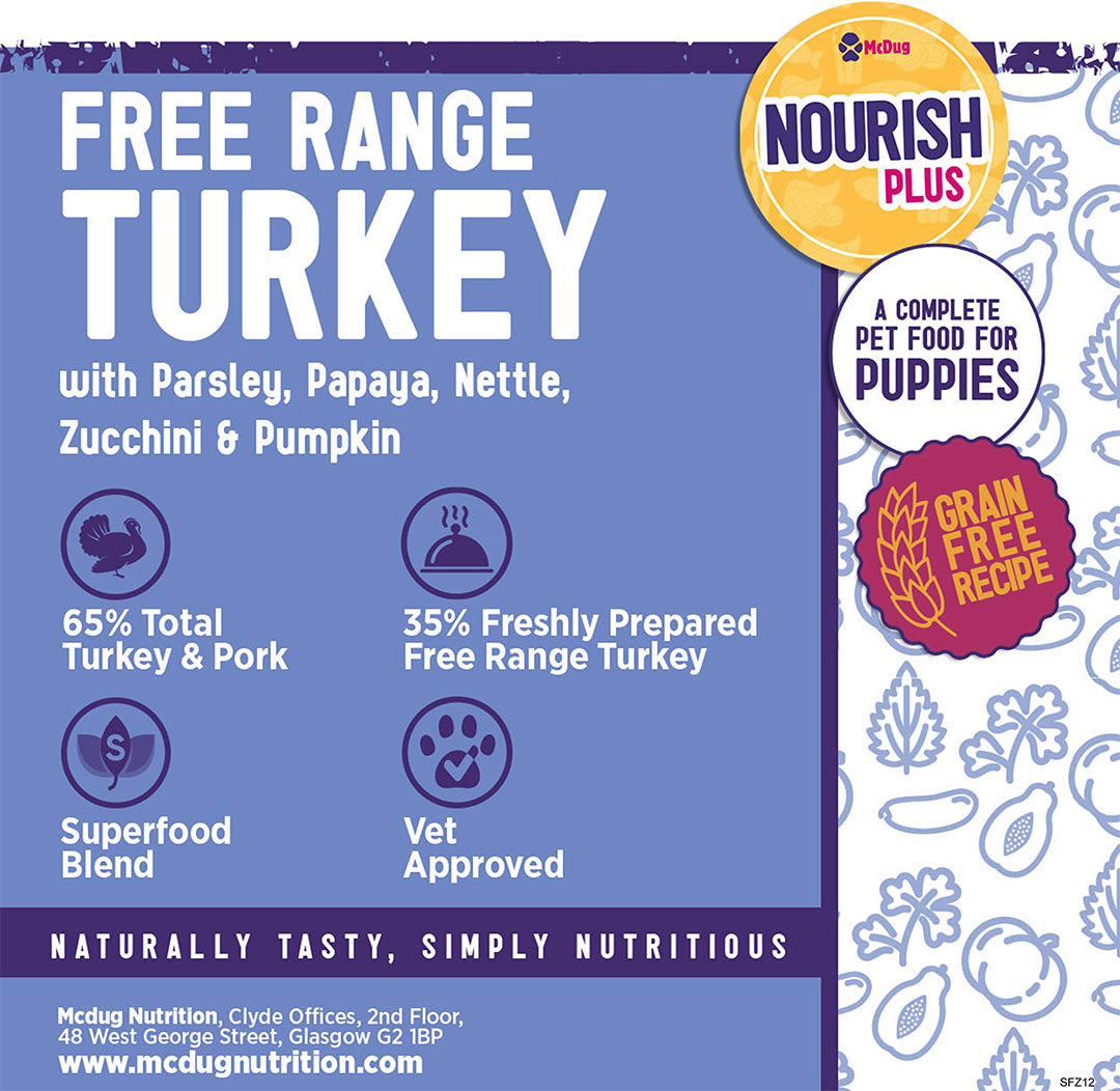 Nourish Plus Free Range Turkey with Parsley Papaya &amp; Nettle- Puppy