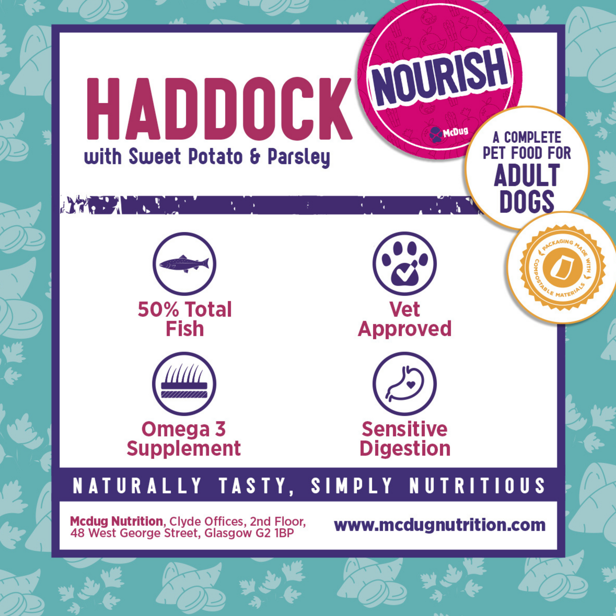 Nourish Grain Free Haddock with Sweet Potato & Parsley (Adult Dog)