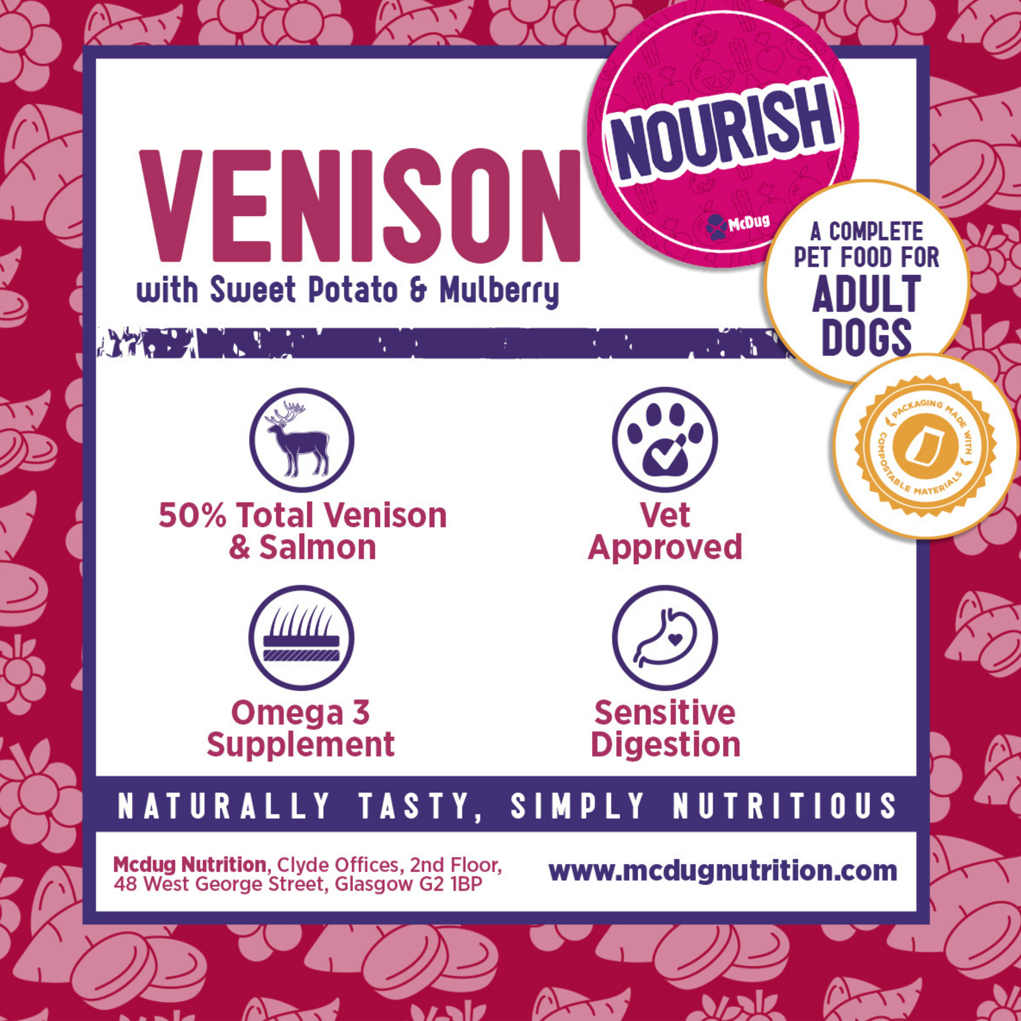 Nourish Grain Free Venison with Sweet Potato & Mulberry (Adult Dog)