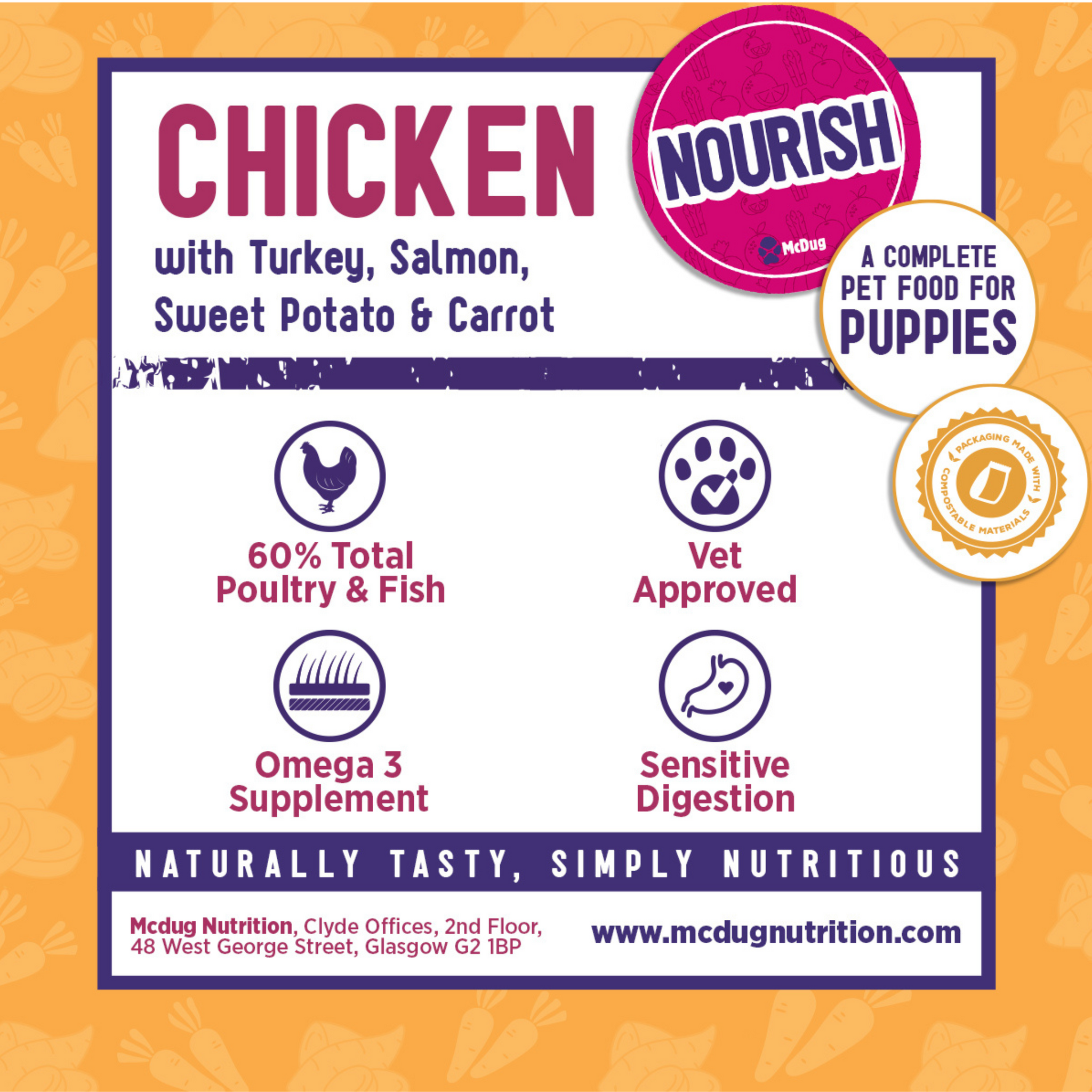 Nourish Grain Free Chicken with Turkey, Salmon, Sweet Potato & Carrot (Puppy)